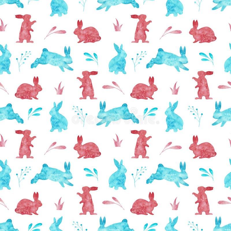 Modello senza cuciture dei conigli isolati su fondo bianco Illustrazione di Pasqua dell'acquerello royalty illustrazione gratis Modello senza cuciture dei conigli isolati su fondo bianco Illustrazione di Pasqua dell'acquerello royalty illustrazione gratis