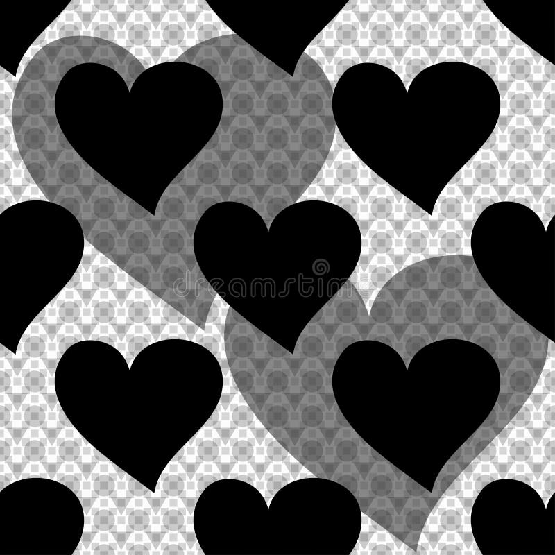 Modello senza cuciture dei cuori monocromatici illustrazione di stock Modello senza cuciture dei cuori monocromatici illustrazione di stock