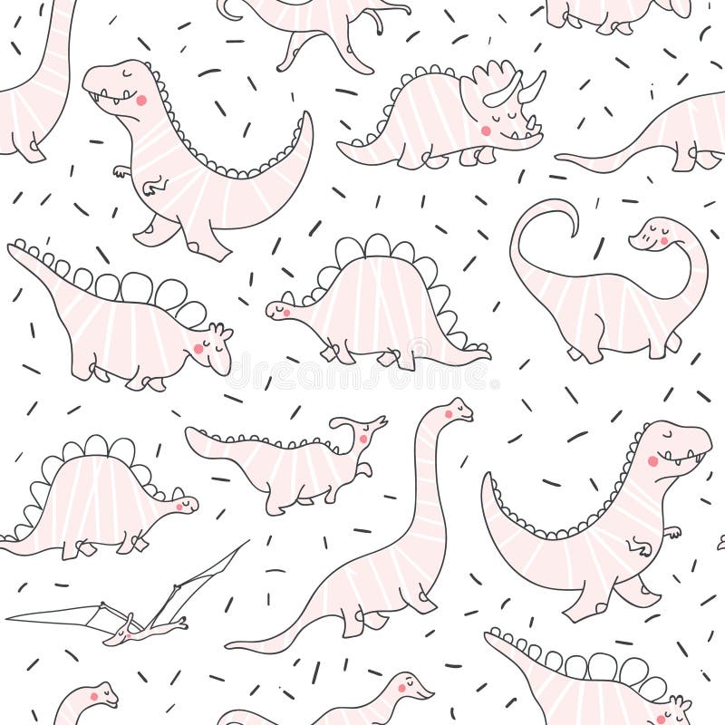 Modello senza cuciture dei dinosauri svegli royalty illustrazione gratis Modello senza cuciture dei dinosauri svegli royalty illustrazione gratis