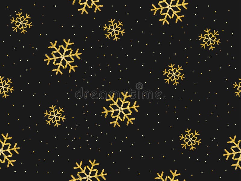 Modello senza cuciture dei fiocchi di neve dell'oro illustrazione di stock Modello senza cuciture dei fiocchi di neve dell'oro illustrazione di stock