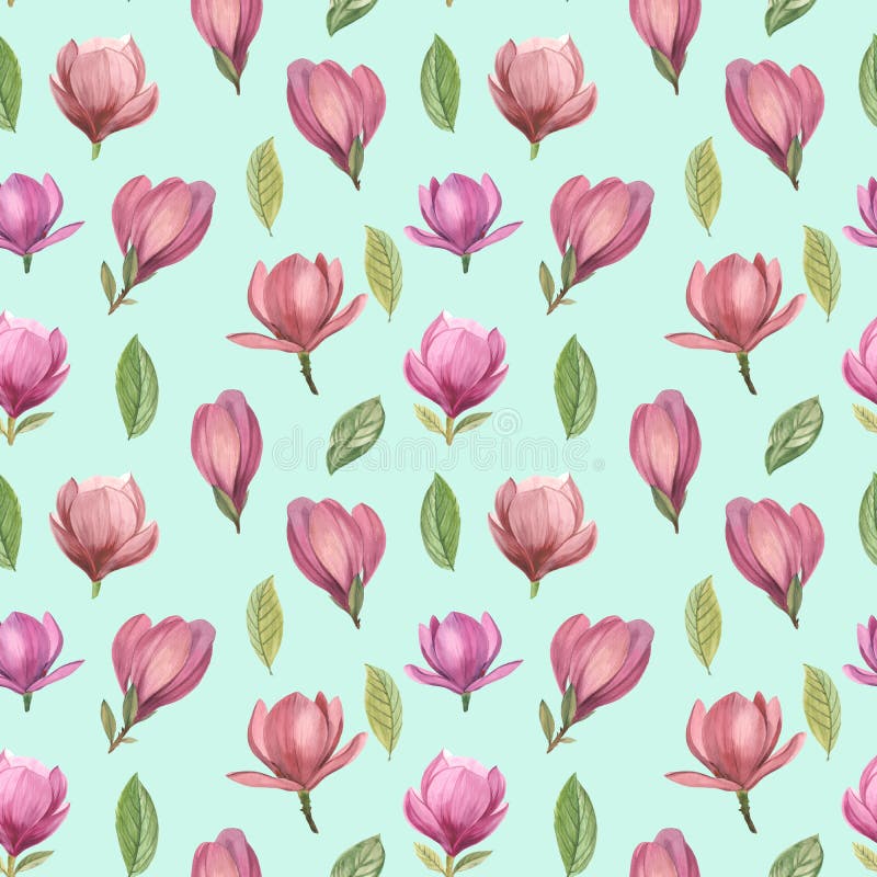 Modello senza cuciture dei fiori e delle foglie della magnolia royalty illustrazione gratis Modello senza cuciture dei fiori e delle foglie della magnolia royalty illustrazione gratis