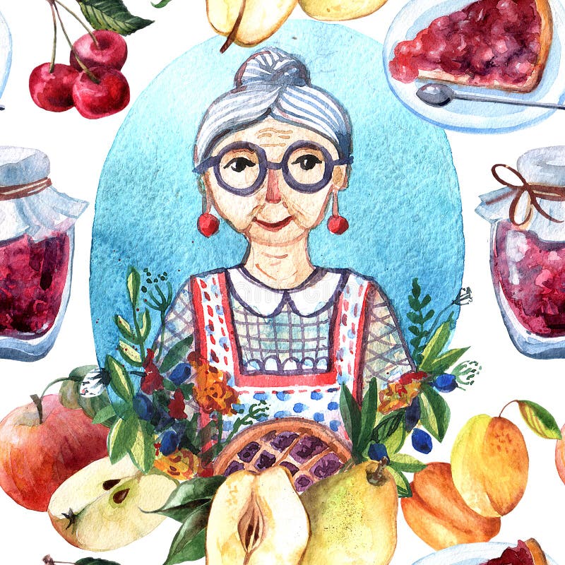 Modello senza cuciture del bello acquerello disegnato a mano con drandmothe illustrazione vettoriale Modello senza cuciture del bello acquerello disegnato a mano con drandmothe illustrazione vettoriale