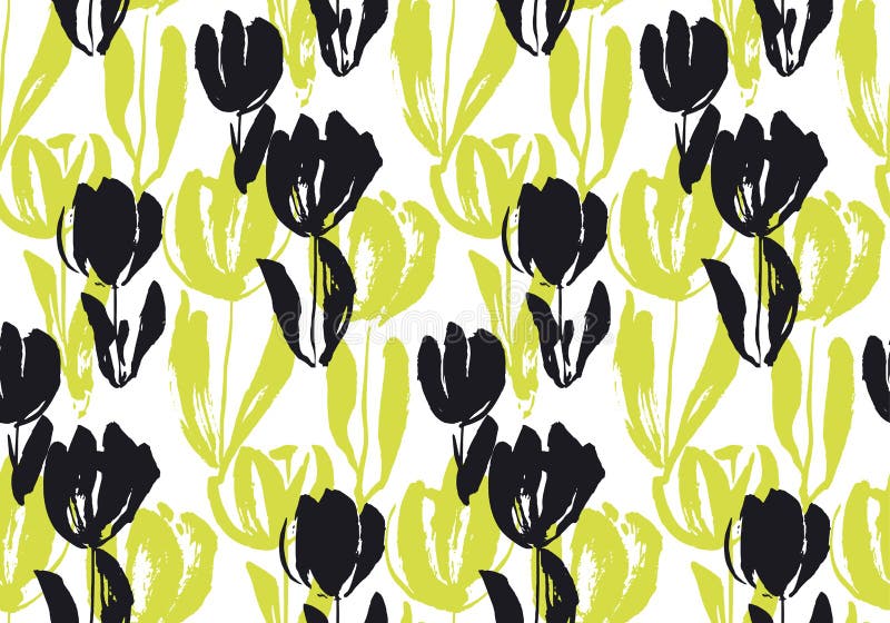 Modello senza cuciture del fiore disegnato a mano del tulipano royalty illustrazione gratis Modello senza cuciture del fiore disegnato a mano del tulipano royalty illustrazione gratis