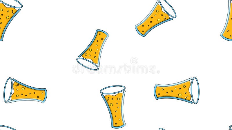 Modello senza cuciture del vetro alcolico ripetitivo giallo di vetro di birra con la lager schiumosa del mestiere del malto di lu royalty illustrazione gratis Modello senza cuciture del vetro alcolico ripetitivo giallo di vetro di birra con la lager schiumosa del mestiere del malto di lu royalty illustrazione gratis