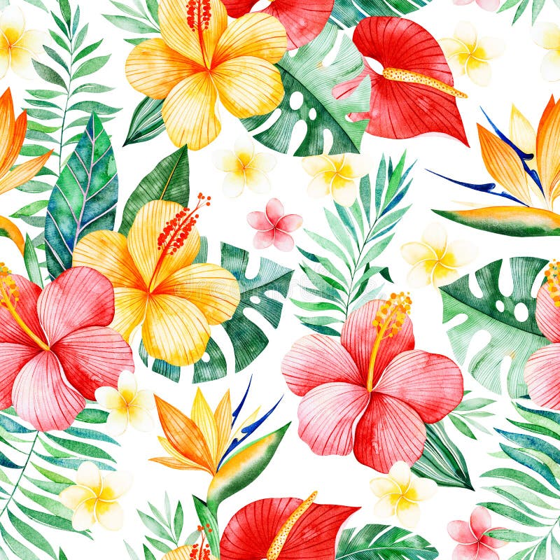 Modello senza cuciture dell'acquerello dipinto a mano con i fiori multicolori illustrazione di stock Modello senza cuciture dell'acquerello dipinto a mano con i fiori multicolori illustrazione di stock