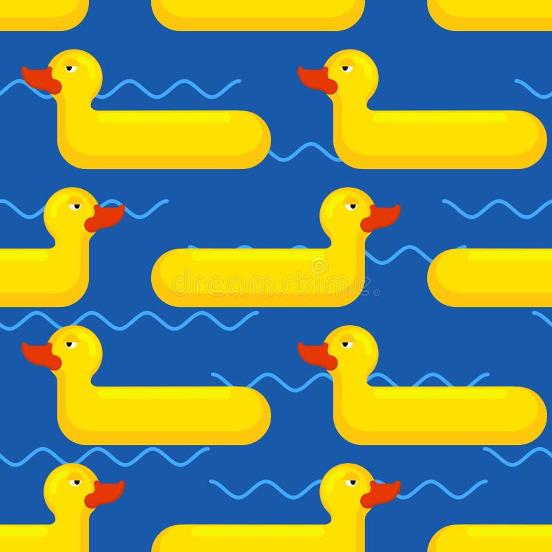 Modello senza cuciture dell'anatra gonfiabile giocattolo per fondo di nuoto illustrazione di stock Modello senza cuciture dell'anatra gonfiabile giocattolo per fondo di nuoto illustrazione di stock