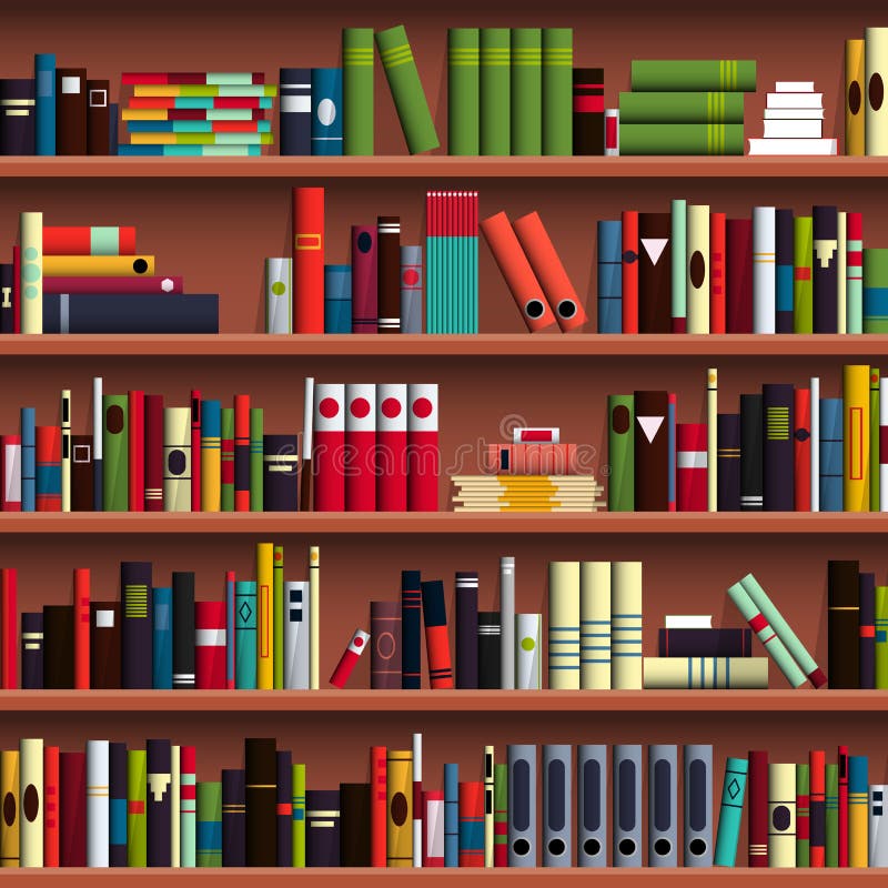 Modello senza cuciture della biblioteca degli scaffali di libro royalty illustrazione gratis Modello senza cuciture della biblioteca degli scaffali di libro royalty illustrazione gratis