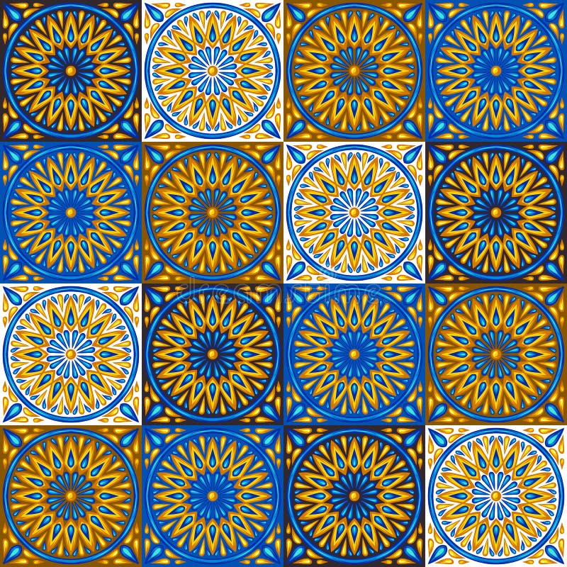 Modello senza cuciture della piastrella di ceramica marocchina illustrazione di stock Modello senza cuciture della piastrella di ceramica marocchina illustrazione di stock