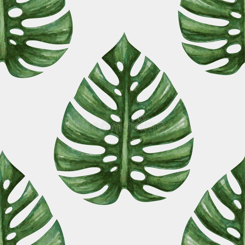 Modello senza cuciture delle foglie di palma tropicali dell'acquerello illustrazione di stock Modello senza cuciture delle foglie di palma tropicali dell'acquerello illustrazione di stock