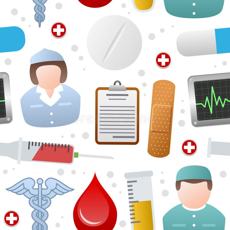 Modello senza cuciture delle icone della medicina illustrazione vettoriale Modello senza cuciture delle icone della medicina illustrazione vettoriale