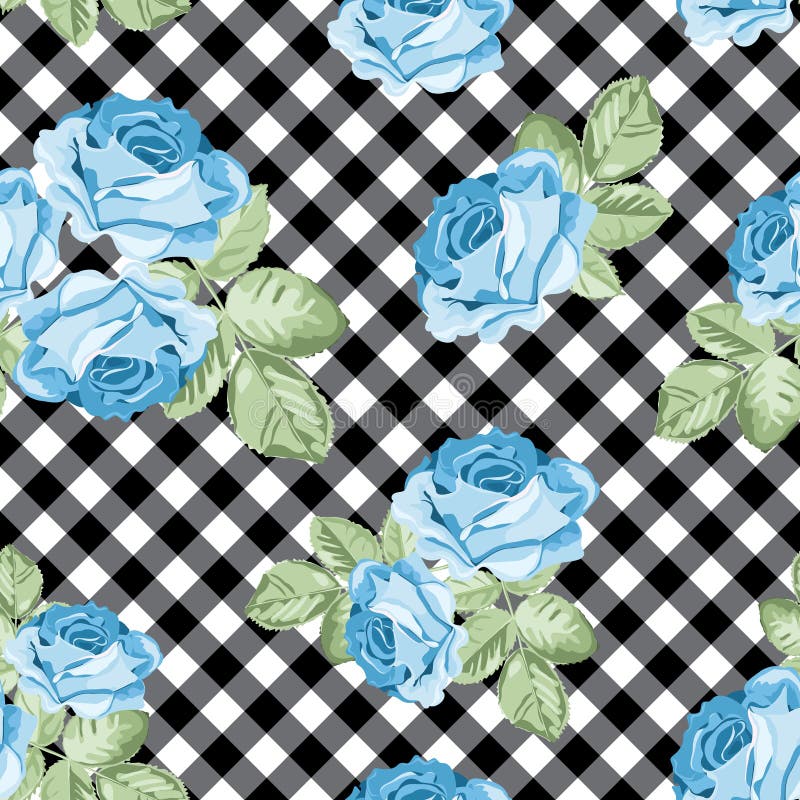 Modello senza cuciture delle rose su percalle in bianco e nero, fondo striato Illustrazione di vettore illustrazione vettoriale Modello senza cuciture delle rose su percalle in bianco e nero, fondo striato Illustrazione di vettore illustrazione vettoriale