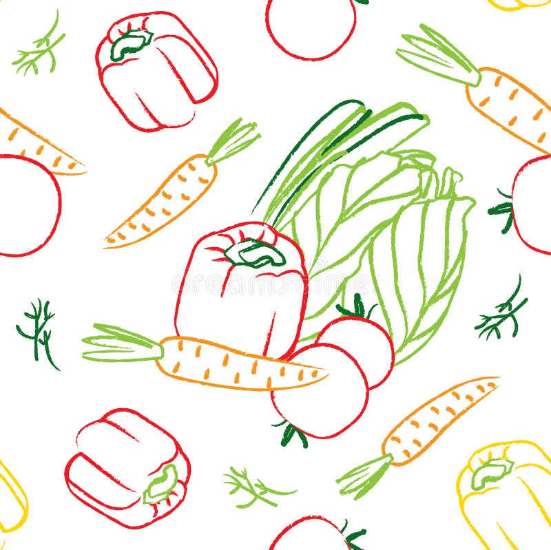 Modello senza cuciture delle verdure di contorno di vettore illustrazione vettoriale Modello senza cuciture delle verdure di contorno di vettore illustrazione vettoriale