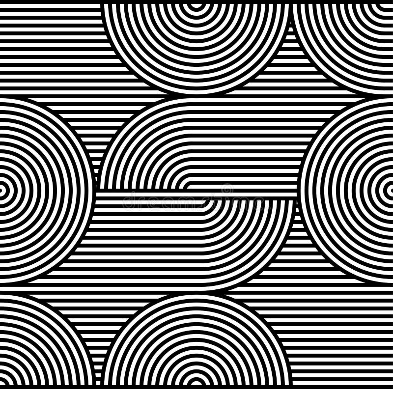 Modello senza cuciture di arte op di vettore astratto Pop art in bianco e nero, ornamento grafico Illusione ottica royalty illustrazione gratis Modello senza cuciture di arte op di vettore astratto Pop art in bianco e nero, ornamento grafico Illusione ottica royalty illustrazione gratis