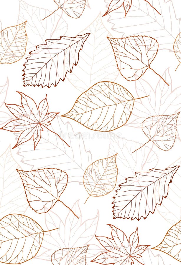 Modello senza cuciture di autunno con i contorni colorati delle foglie illustrazione di stock Modello senza cuciture di autunno con i contorni colorati delle foglie illustrazione di stock