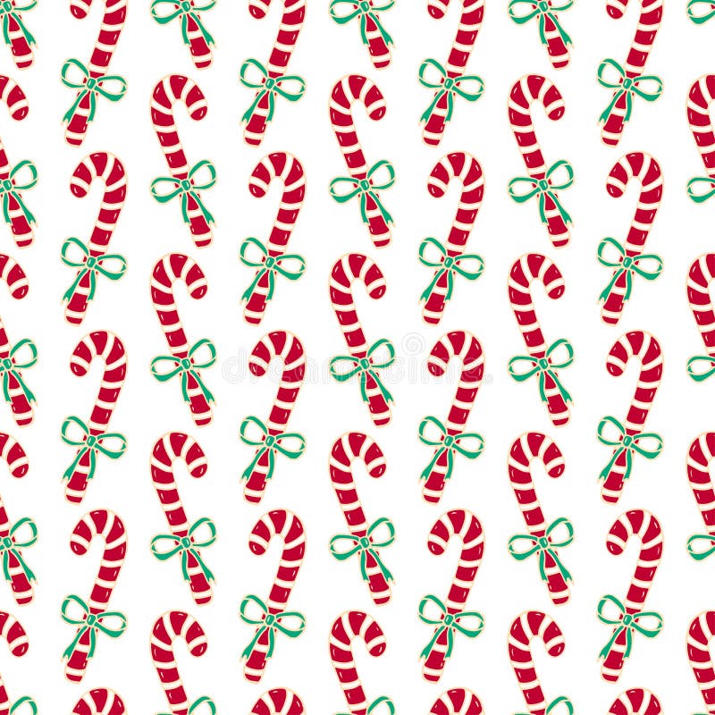 Modello senza cuciture di Natale dei bastoncini di zucchero Carta da imballaggio del nuovo anno intelligente illustrazione vettoriale Modello senza cuciture di Natale dei bastoncini di zucchero Carta da imballaggio del nuovo anno intelligente illustrazione vettoriale