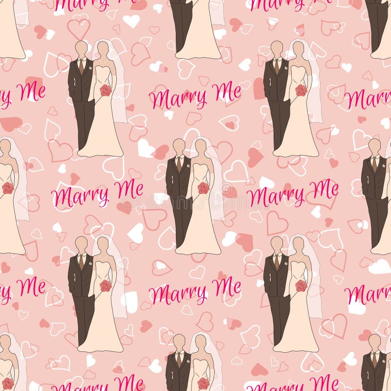 Modello senza cuciture di nozze con le siluette dello sposo e della sposa illustrazione vettoriale Modello senza cuciture di nozze con le siluette dello sposo e della sposa illustrazione vettoriale