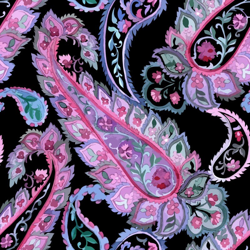 Modello senza cuciture di Paisley dell'acquerello illustrazione di stock Modello senza cuciture di Paisley dell'acquerello illustrazione di stock