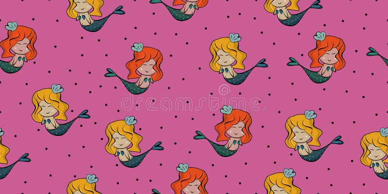 Modello senza cuciture di progettazione sveglia della sirena pronto a stampare illustrazione di stock Modello senza cuciture di progettazione sveglia della sirena pronto a stampare illustrazione di stock