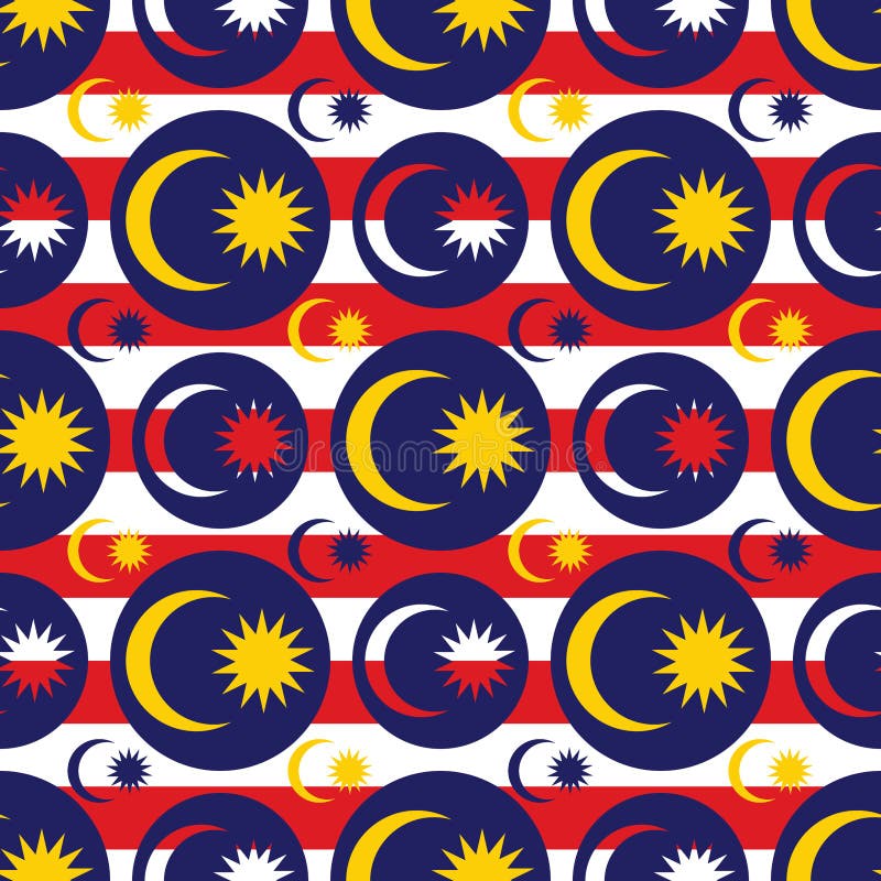 Modello senza cuciture di simmetria dell'icona della bandiera della Malesia illustrazione di stock Modello senza cuciture di simmetria dell'icona della bandiera della Malesia illustrazione di stock