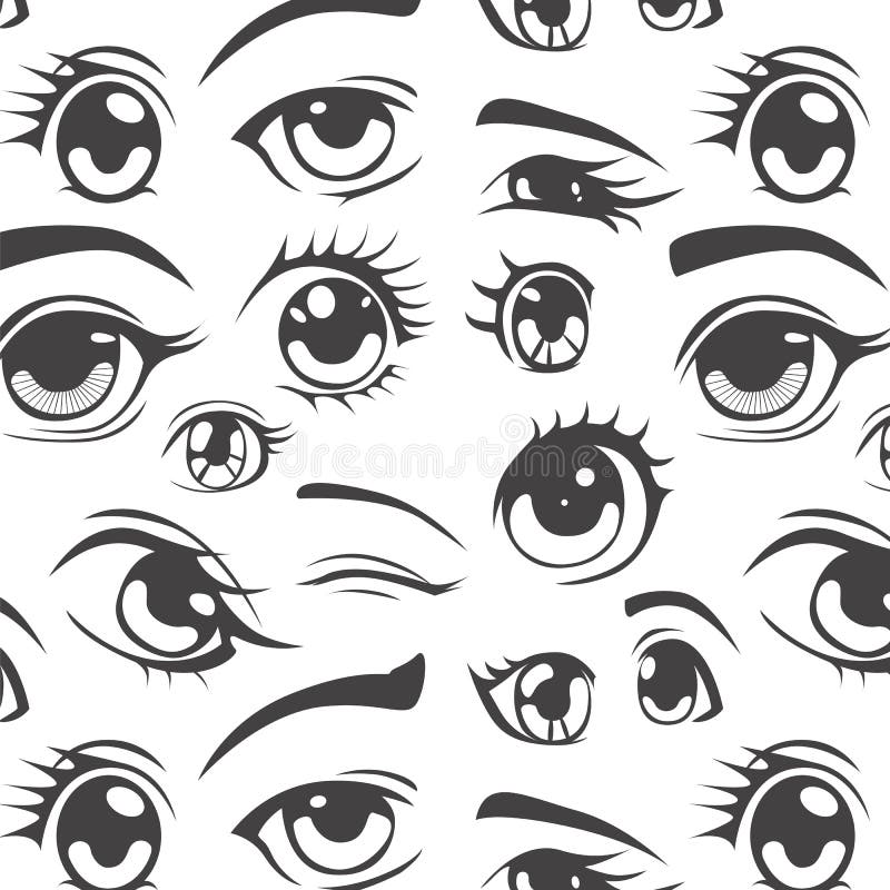 Modello senza cuciture di stile di anime illustrazione vettoriale Modello senza cuciture di stile di anime illustrazione vettoriale