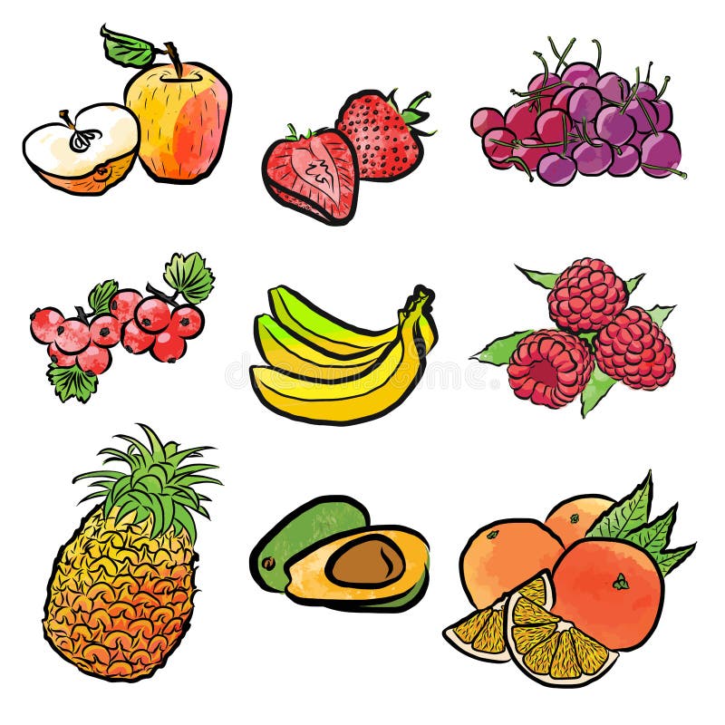 Modello senza cuciture di vari frutti illustrazione di stock Modello senza cuciture di vari frutti illustrazione di stock