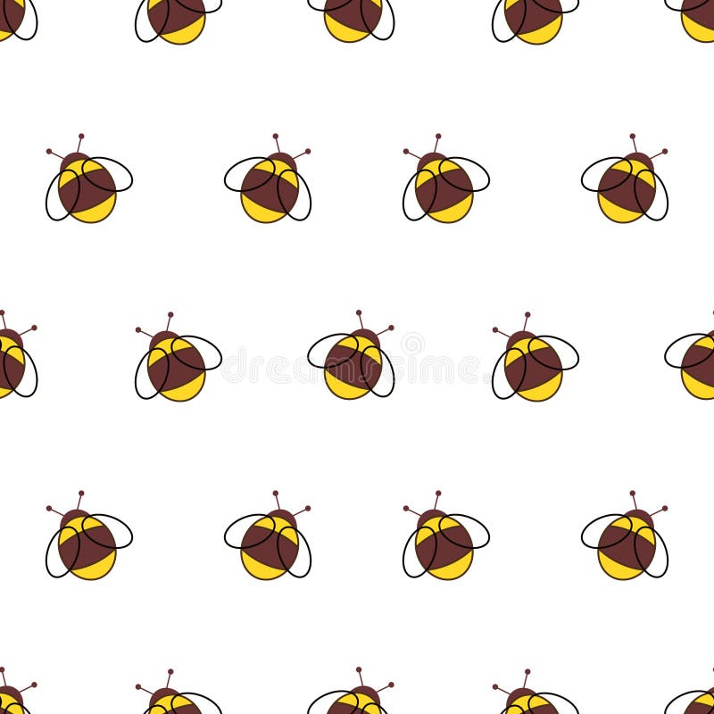 Modello senza cuciture di vettore con gli insetti Fondo con le piccole api sul contesto bianco illustrazione di stock