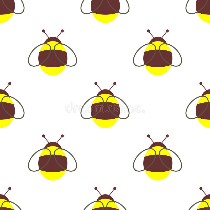 Modello senza cuciture di vettore con gli insetti Fondo simmetrico con le piccole api sul contesto bianco illustrazione vettoriale