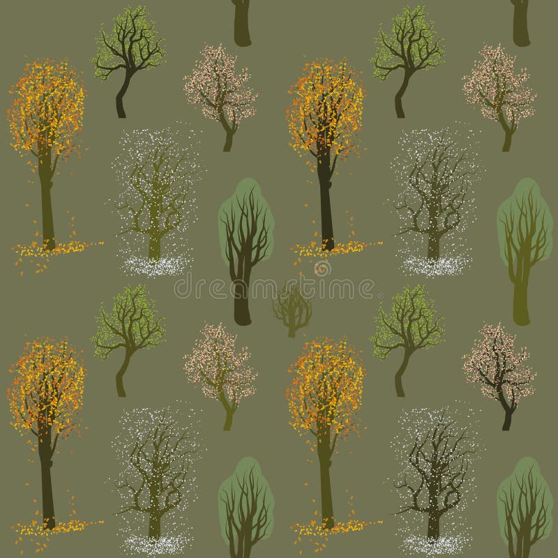 Modello senza cuciture di vettore con i fiori durante le stagioni differenti del tempo illustrazione vettoriale Modello senza cuciture di vettore con i fiori durante le stagioni differenti del tempo illustrazione vettoriale