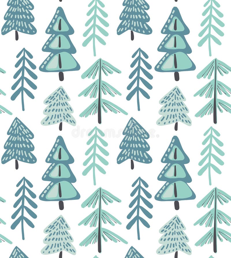 Modello senza cuciture di vettore con la foresta dell'abete di inverno royalty illustrazione gratis Modello senza cuciture di vettore con la foresta dell'abete di inverno royalty illustrazione gratis