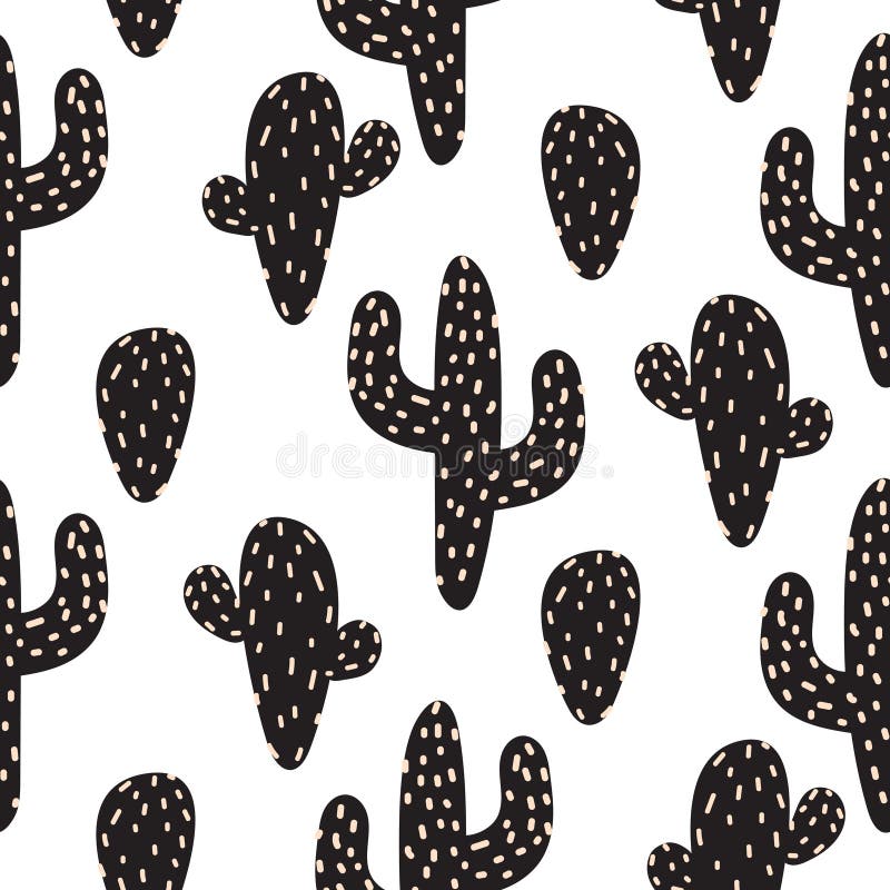 Modello senza cuciture di vettore della pianta del cactus Stampa astratta del tessuto del deserto del fumetto illustrazione di stock Modello senza cuciture di vettore della pianta del cactus Stampa astratta del tessuto del deserto del fumetto illustrazione di stock