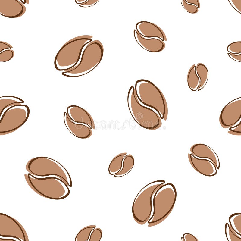 Modello senza cuciture di vettore semplice con i chicchi di caffè su fondo bianco illustrazione di stock Modello senza cuciture di vettore semplice con i chicchi di caffè su fondo bianco illustrazione di stock