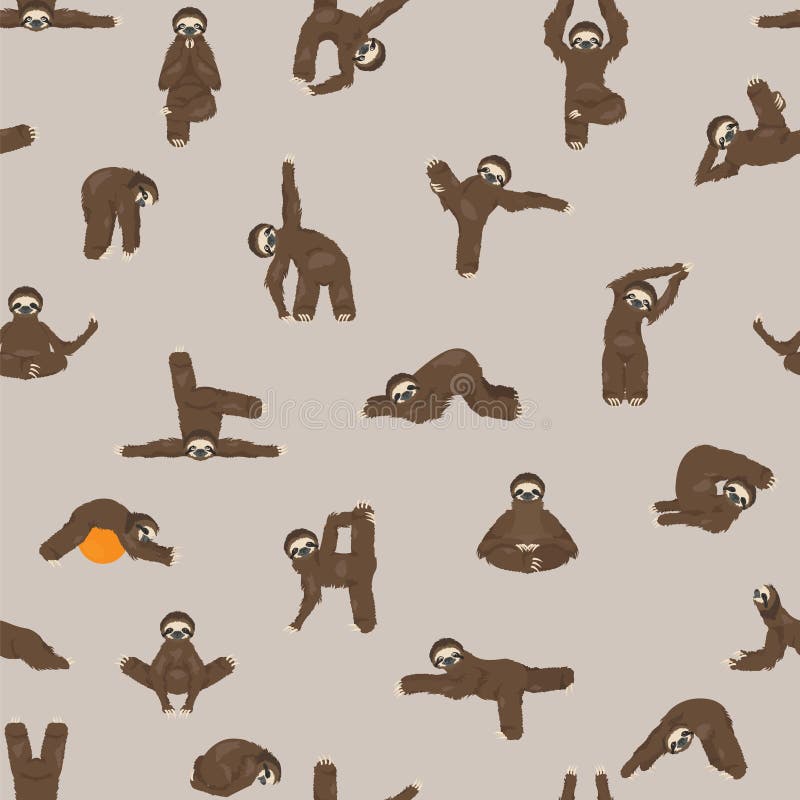 Modello senza cuciture di yoga di bradipo Animali divertenti del fumetto nelle posizioni differenti fissate illustrazione di stock Modello senza cuciture di yoga di bradipo Animali divertenti del fumetto nelle posizioni differenti fissate illustrazione di stock