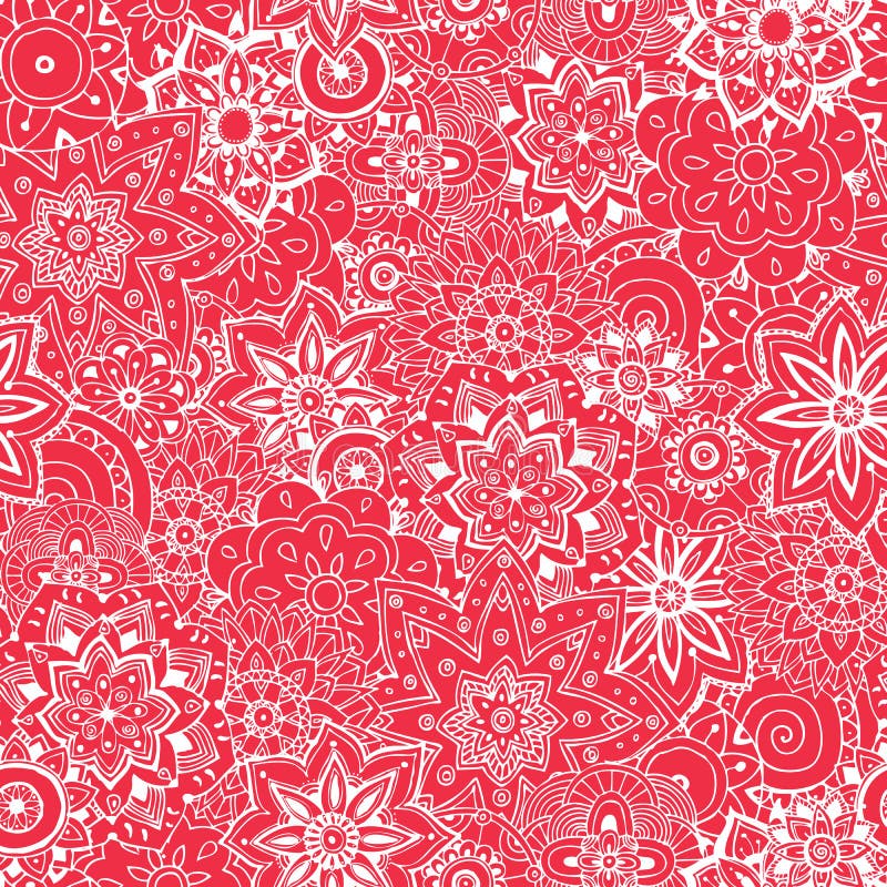 Modello senza cuciture disegnato a mano di mehendi floreale illustrazione di stock Modello senza cuciture disegnato a mano di mehendi floreale illustrazione di stock