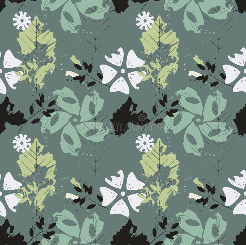 Modello senza cuciture elegante con le foglie ed i fiori della quercia royalty illustrazione gratis Modello senza cuciture elegante con le foglie ed i fiori della quercia royalty illustrazione gratis