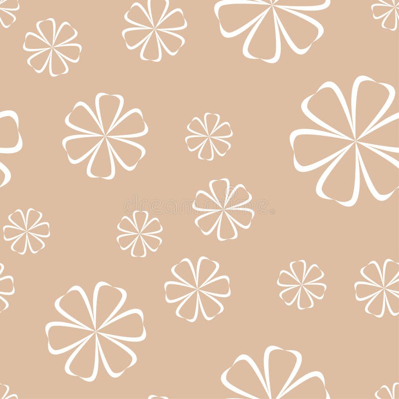 Modello senza cuciture floreale bianco su fondo beige illustrazione di stock Modello senza cuciture floreale bianco su fondo beige illustrazione di stock