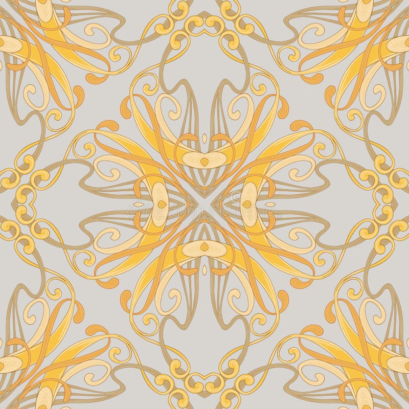 Modello senza cuciture, fondo con l'ornamento floreale nello stile di stile Liberty, royalty illustrazione gratis Modello senza cuciture, fondo con l'ornamento floreale nello stile di stile Liberty, royalty illustrazione gratis