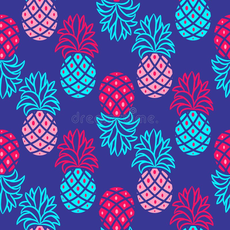 Modello senza cuciture luminoso blu e rosa dell'ananas di vettore royalty illustrazione gratis Modello senza cuciture luminoso blu e rosa dell'ananas di vettore royalty illustrazione gratis
