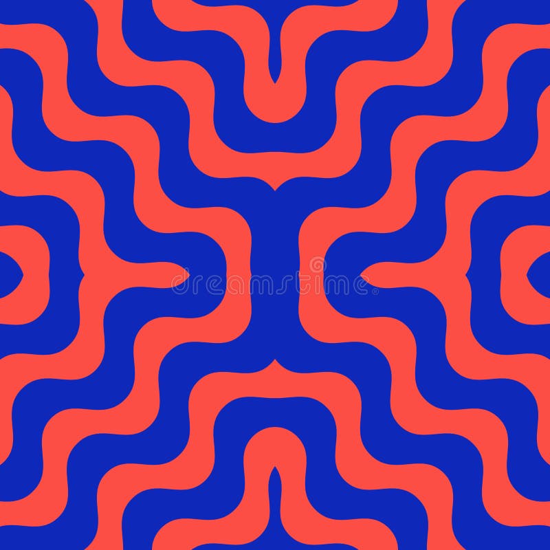Modello senza cuciture ondulato di vettore nei colori blu e rossi luminosi Progettazione d'avanguardia illustrazione di stock Modello senza cuciture ondulato di vettore nei colori blu e rossi luminosi Progettazione d'avanguardia illustrazione di stock