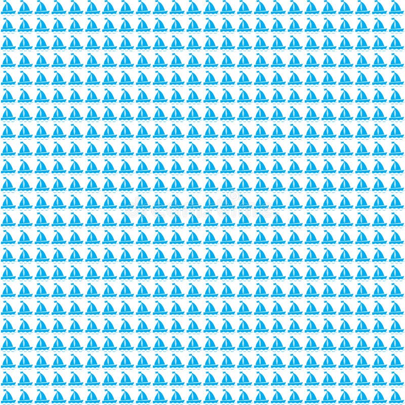 Modello senza cuciture quadrato del mare con le navi di navigazione blu su fondo bianco illustrazione di stock Modello senza cuciture quadrato del mare con le navi di navigazione blu su fondo bianco illustrazione di stock
