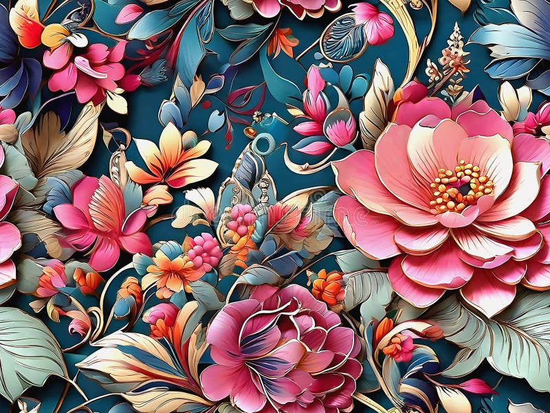 Modello senza saldature con fiori indurito nel fascino del passato. modello di fiore schema di fondo astratto con fiore fotografia stock