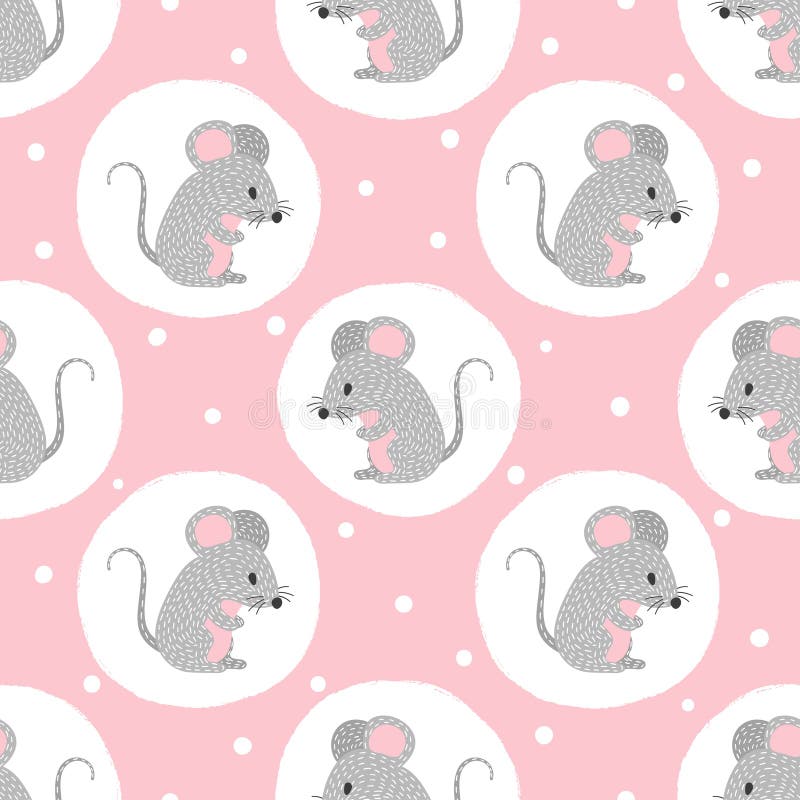 Modello sveglio del topo Fondo punteggiato senza cuciture di rosa di vettore per i bambini royalty illustrazione gratis Modello sveglio del topo Fondo punteggiato senza cuciture di rosa di vettore per i bambini royalty illustrazione gratis