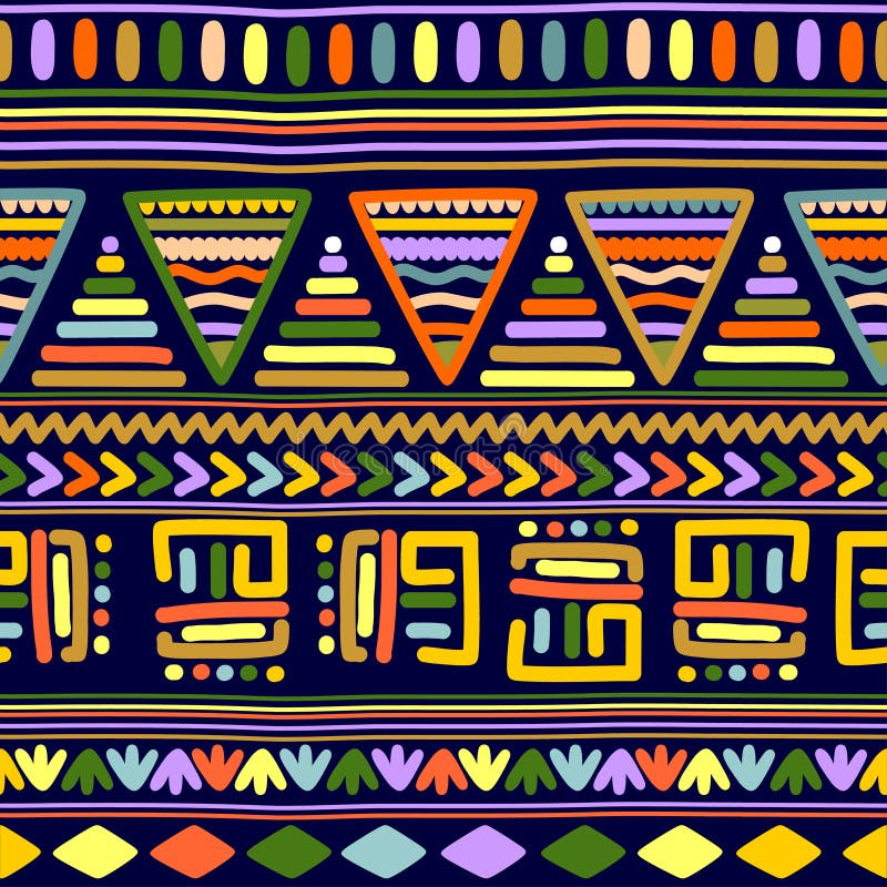 Modello tribale senza saldatura African aztec - stampa di arte geometrica astratta sfondo vettore navale Illustrazione di moda