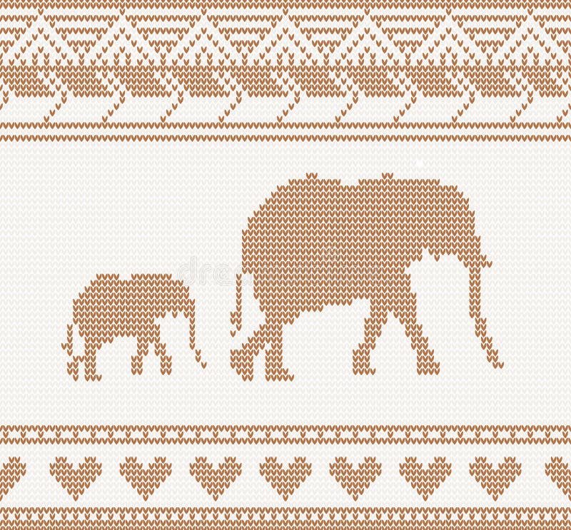 Modello tricottato con l'elefante illustrazione vettoriale Modello tricottato con l'elefante illustrazione vettoriale