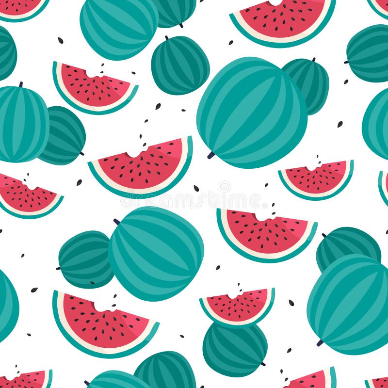 Modello uniforme con cocomeri rosa e fette di cocomero. illustrazione vettoriale