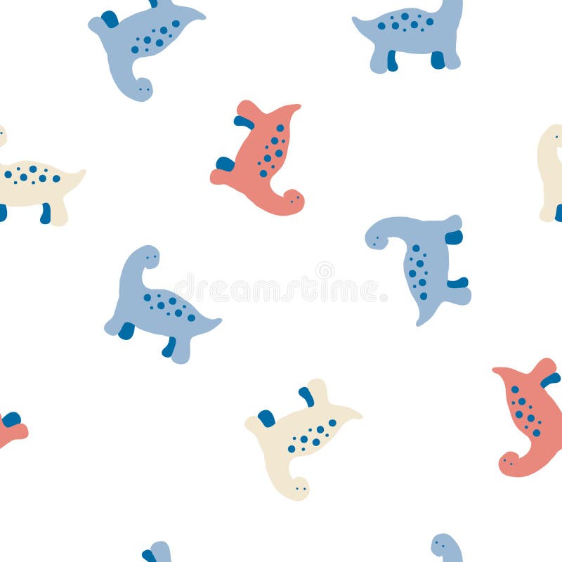 Modello uniforme di dinosauri maculati multicolori. disegno e modello per magliette, tessili e stampe. disegno manuale di un vetto illustrazione di stock