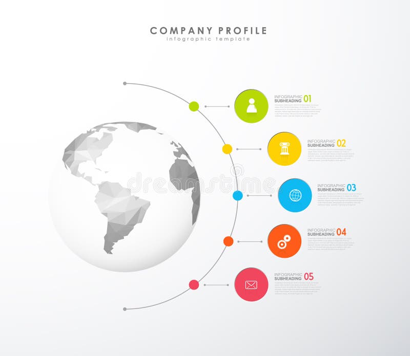 Modello variopinto di vettore di profilo aziendale di Infographic con le icone