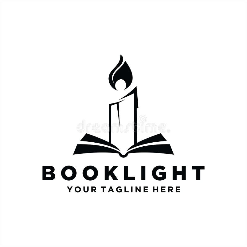Modello vettoriale per il progetto del logo del libro e della candela