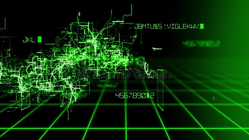 Modelo abstracto de alta tecnología del fondo de la animación de un software digital que infecta el color cambiante del virus del ilustración del vector