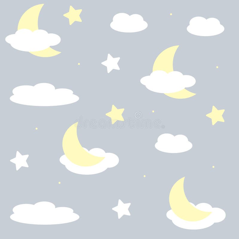 Modelo agradable de los seamles para los niños Ejemplo del vector con las estrellas y las nubes ilustración del vector Modelo agradable de los seamles para los niños Ejemplo del vector con las estrellas y las nubes ilustración del vector