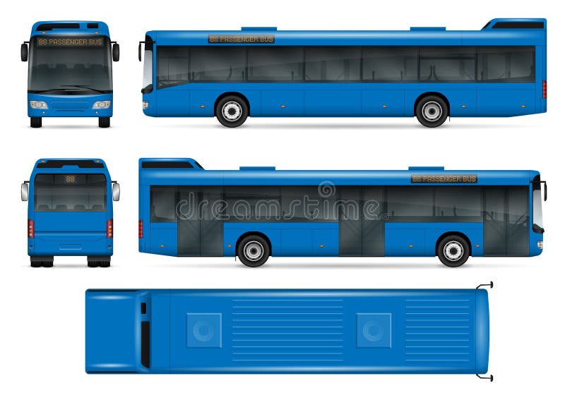 Modelo azul do vetor do ônibus ilustração stock Modelo azul do vetor do ônibus ilustração stock
